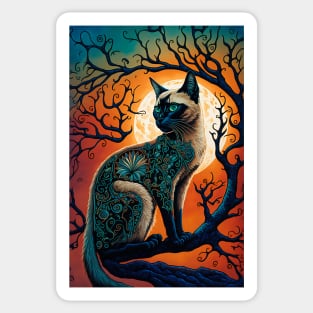 Majestic Siamese Cat and the Sun Sticker